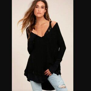 Free People Laguna Thermal Shirt- Black